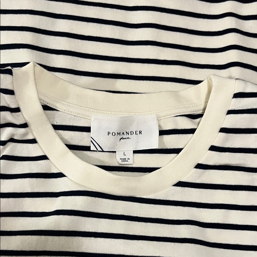 Tuckernuck Pomander Striped Long Dress in Cream and Black.